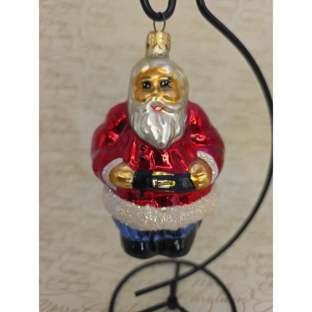 Christopher Radko Mr Mrs Claus 1996 Double Sided Glass Christmas Ornament 6